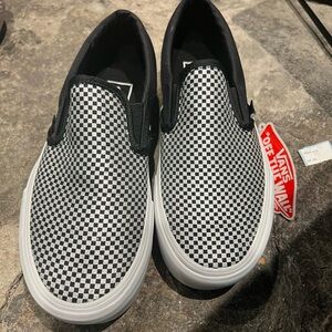 NWT checkered slip on vans